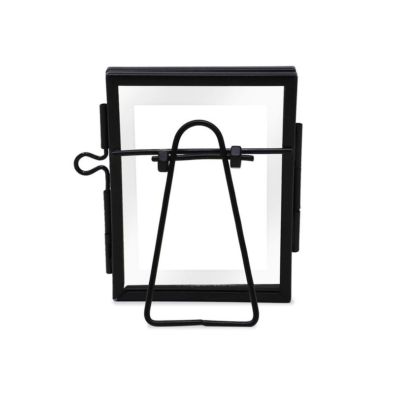 Isaac Jacobs 2x3, Black Modern Style Brass and Glass, Pressed Glass, Metal Floating Desk Photo Frame (Vertical), with Locket Closure for Pictures, Art, Mementos & Keepsakes (2x3, Black) - Image 3